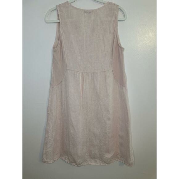 Terzo Millennio Womens Pink 100% Linen Sleeveless Lagenlook Button Dress Small - Picture 2 of 6